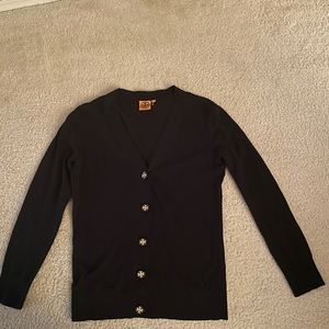 Never worn Gorgeous Tory Burch cardigan. It’s black with gold button detail.